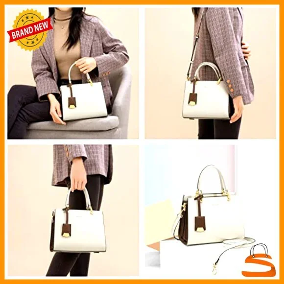 Large Genuine Leather Tote Bag with Adjustable Strap, Zipper Closure